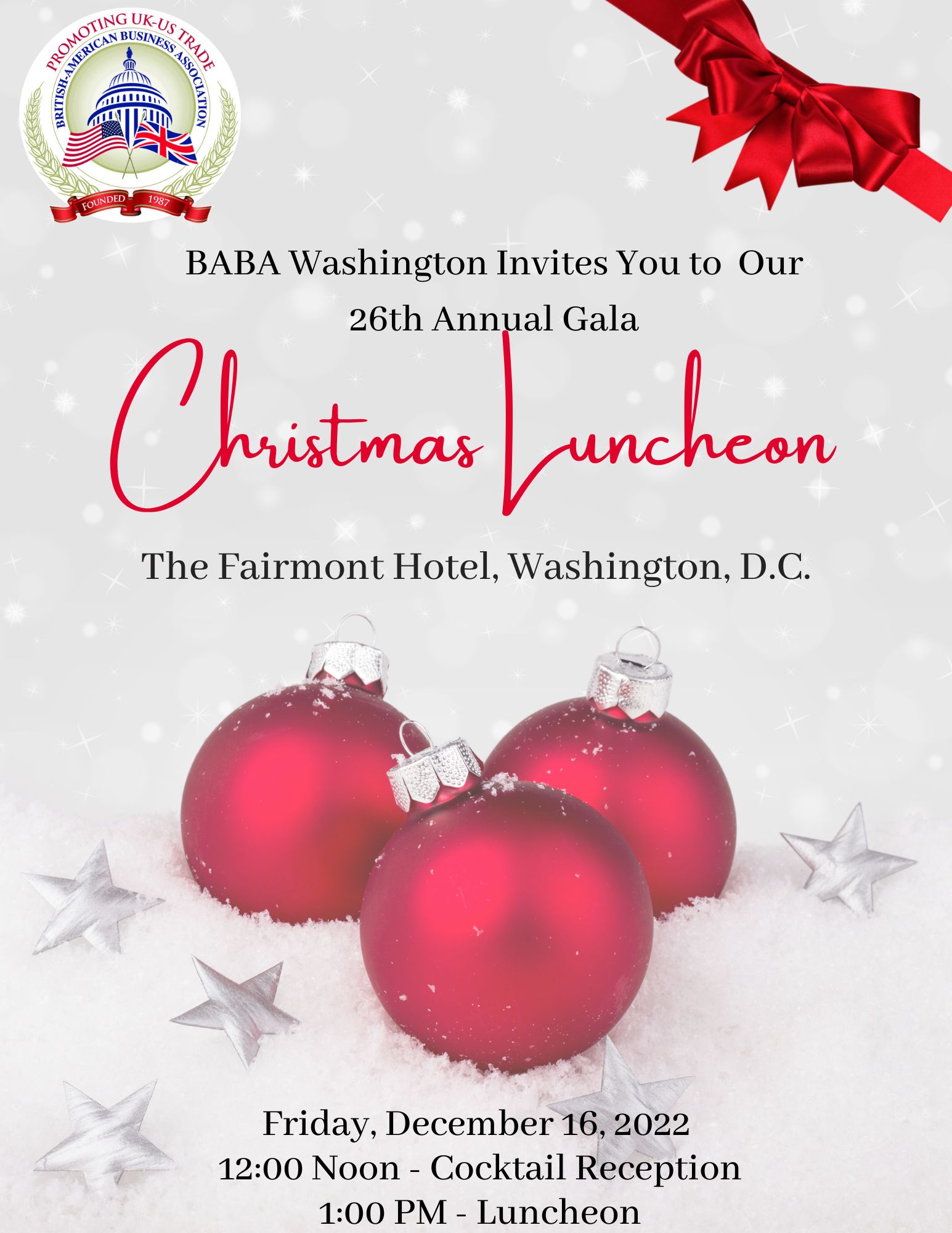 SAVE THE DATE! 26th Annual Gala Christmas Luncheon